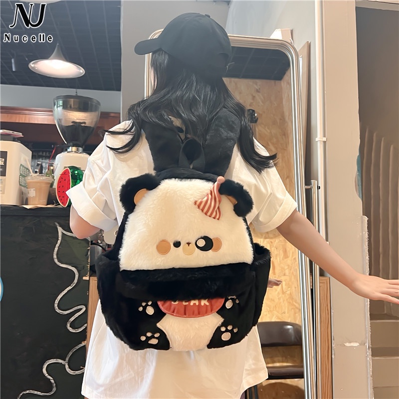 Nucelle Balo Cỡ Lớn Hình Gấu Nâu Hoạt Hình Có Khóa Kéo Phong Cách lolita Hàn Quốc Cho Nữ