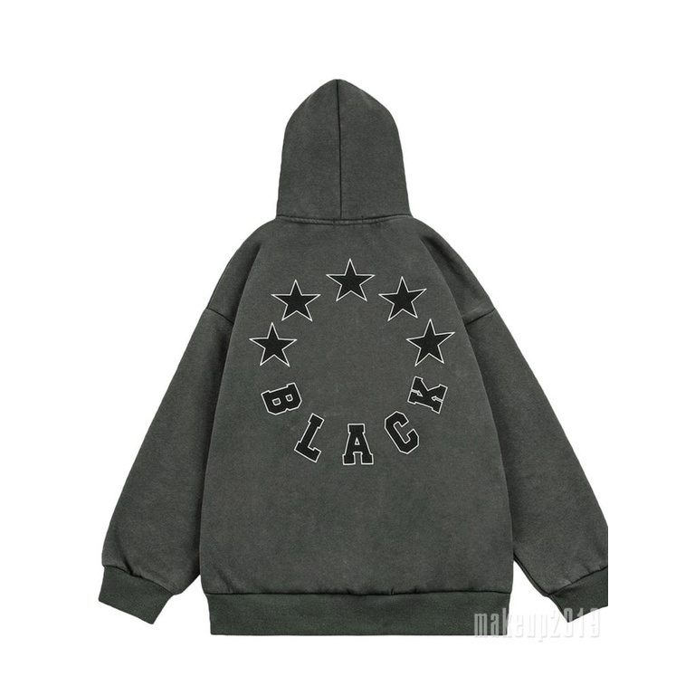 Mu-y2k Áo Hoodie In Hình Ngôi Sao Có Khóa Kéo Cổ Điển Cho Nữ