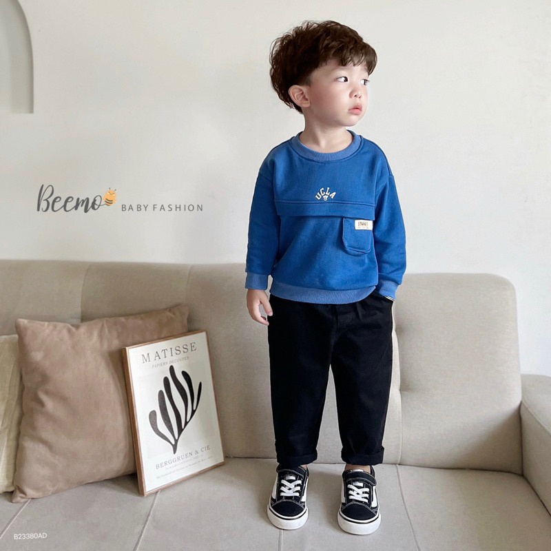 ÁO SWEATER PHỐI TÚI NGỰC TAG DA CHO BÉ