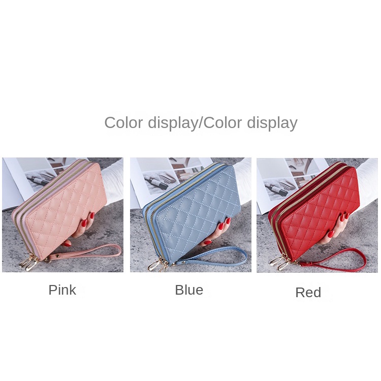 Ví Cầm Tay Dáng Dài Có Khóa Kéo Thêu Họa Tiết Thời Trang Cho Nữ