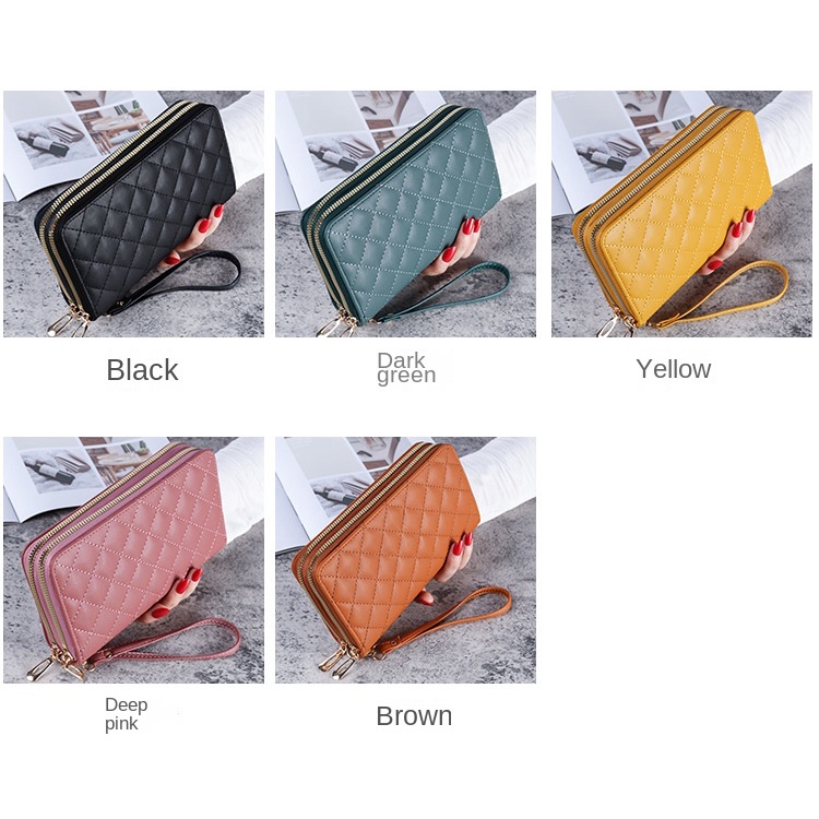 Ví Cầm Tay Dáng Dài Có Khóa Kéo Thêu Họa Tiết Thời Trang Cho Nữ