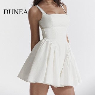 DUNEA Đầm Cổ Vuông Hở Lưng Phong Cách retro Dành Cho Nữ