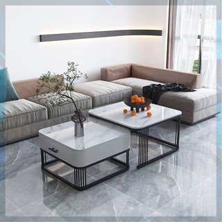 Bàn trà sofa FUNHOUSE mặt đá cẩm thạch phong cách hiện đại 2 tầng cao cấp -A12