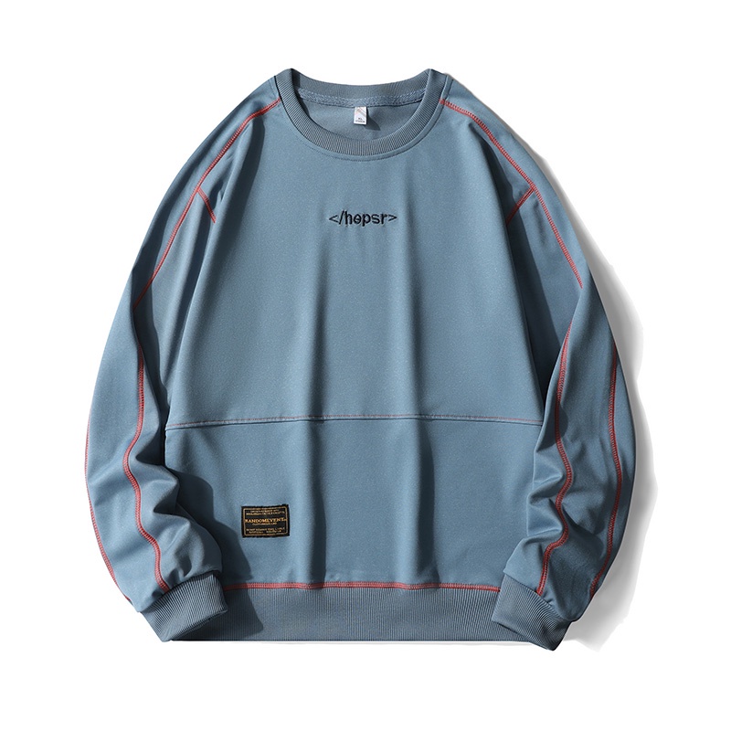 Áo sweater Mỏng Cổ Tròn Tay Dài Dáng Rộng Màu Trơn Thời Trang Mùa Thu Cho Nam