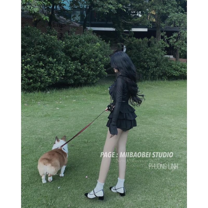 Set 3 món:Áo  quây trong+Áo ngoài+Cvay 3 tầng xếp ly