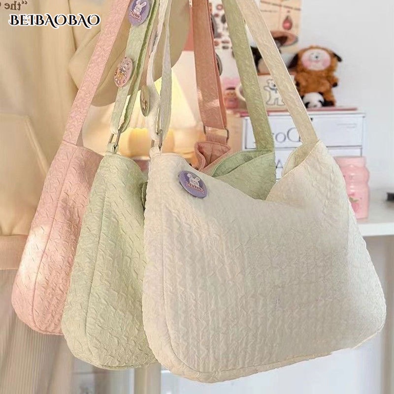 Túi tote Vải canvas Có Khóa Kéo Phong Cách Thời Trang Hàn Quốc