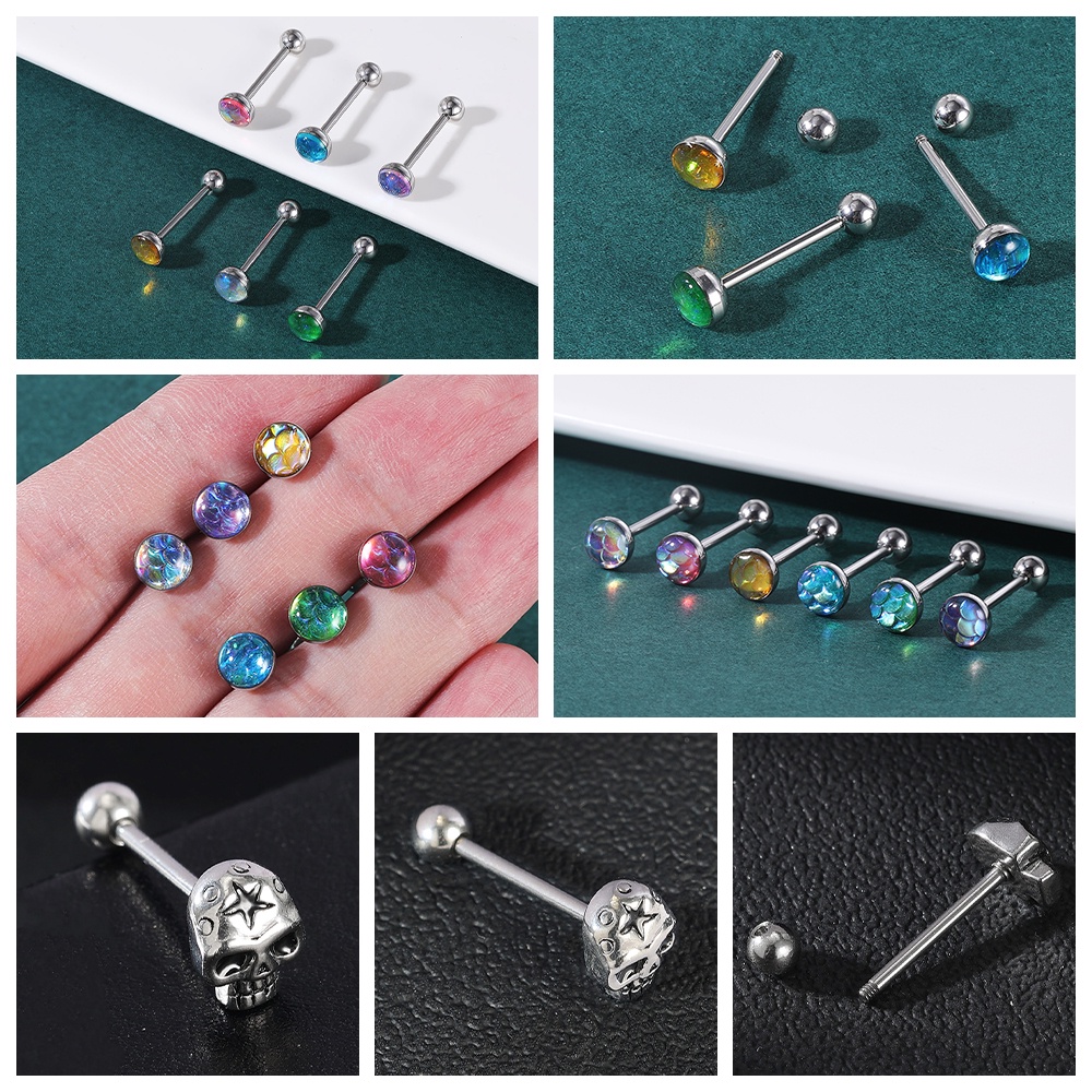 1 Nhẫn Lưỡi Hình Đầu Lâu Bằng Thép Không Gỉ 14g