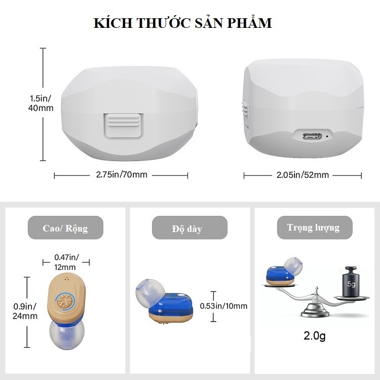Tai Nghe Trợ Thính Không Dây Techtrend  WB190603-Món Qùa Ý Nghĩa Dành Cho Người Thân .