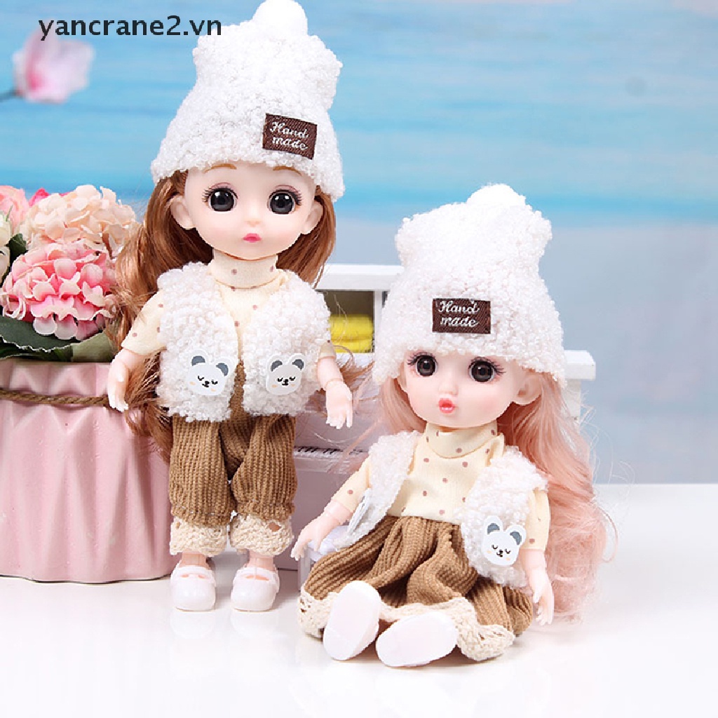 Búp Bê Đồ Chơi Có Khớp Cử Động Mini 16cm Kèm Quần Áo DIY