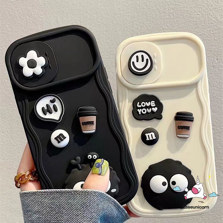 Ốp Điện Thoại Hình Búp Bê 3d Màu Đen / Cà Phê Cho iphone 11 14 12 13 pro max 7 8 6 6s plus xr x xs max