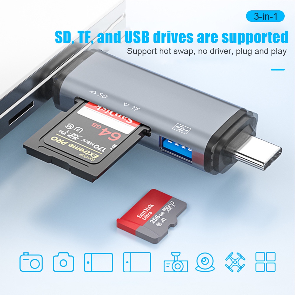 Đầu Đọc Thẻ Nhớ otg tf micro usb sd 6 Trong 1 Cho macbook samsung huawei xiaomi laptop phone type-c