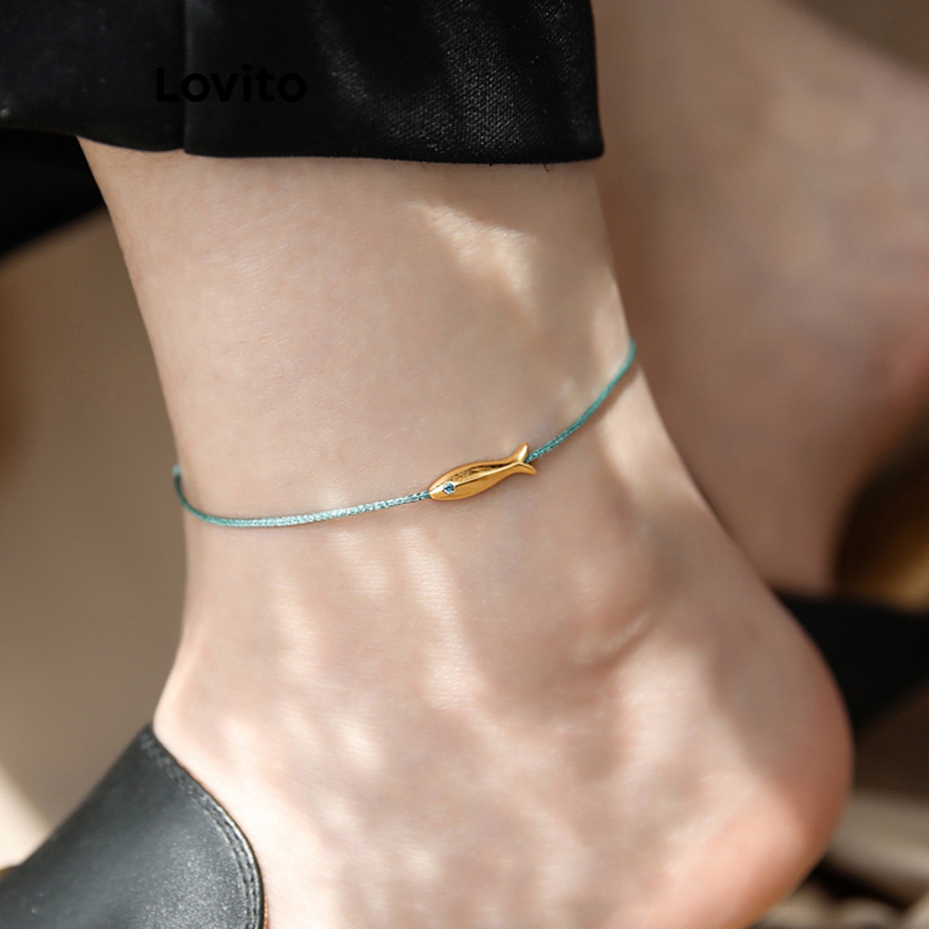 Lắc chân Lovito kim loại màu trơn thường ngày cho nữ LFA01090
