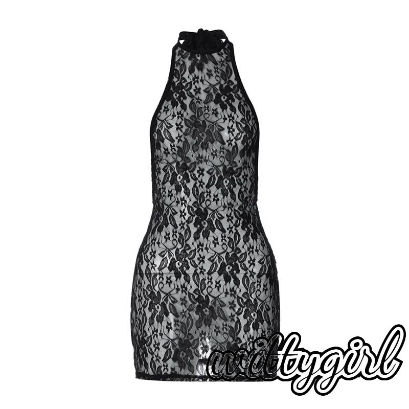 Đầm mini Hai Dây Phối Ren Lưới Xuyên Thấu Thời Trang Mùa Hè Quyến Rũ Cho Nữ