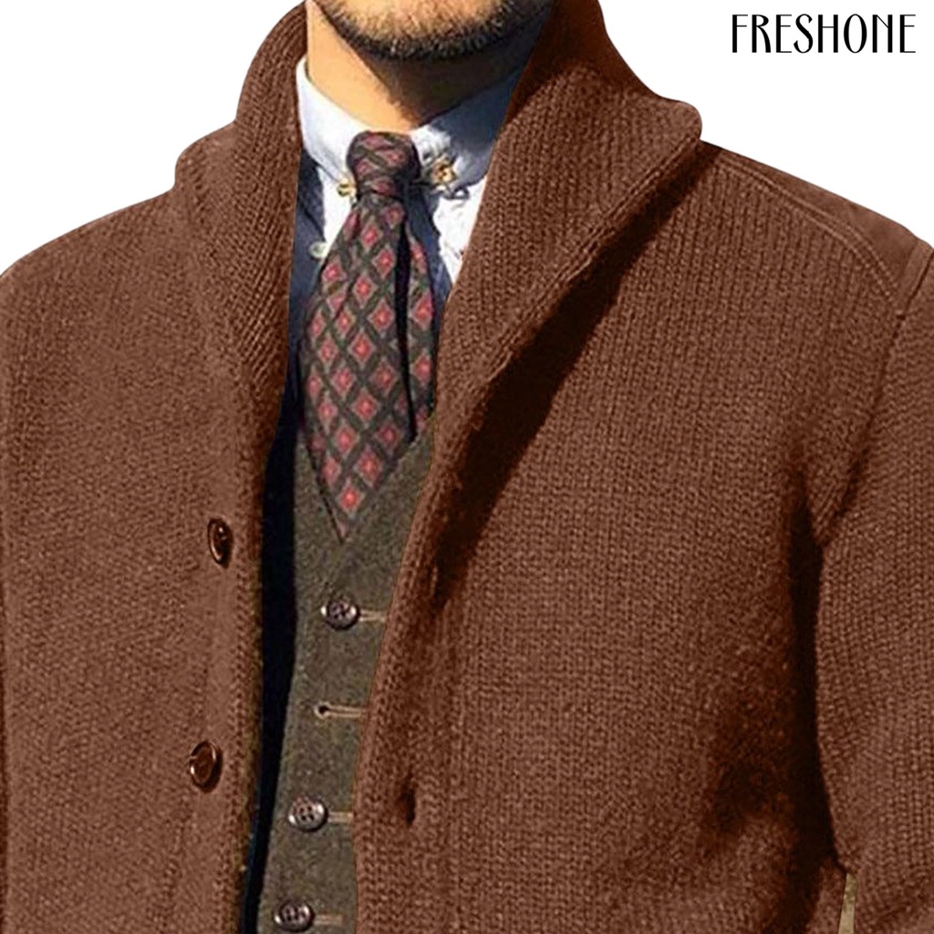 Áo Khoác cardigan Dệt Kim Dày Dặn Tay Dài Có Túi Màu Trơn Cài Nút Thời Trang Thu Đông Đường Phố Cho Nam