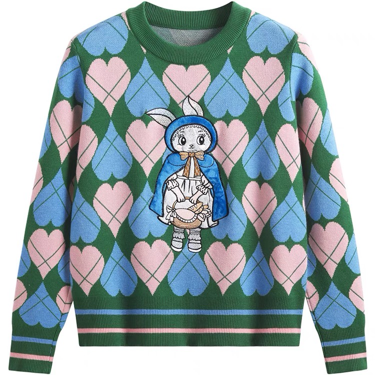 Áo Sweater Dệt Kim Chui Đầu Thêu Hình Thỏ Judy eslite / jzzdemm Thời Trang Mùa Thu Cho Nữ