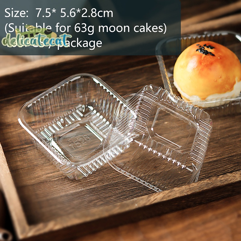 Set 100 Khay Đựng Bánh Trung Thu Hình Vuông Bằng Nhựa Màu Vàng Kèm Nắp Đậy Tiện Dụng