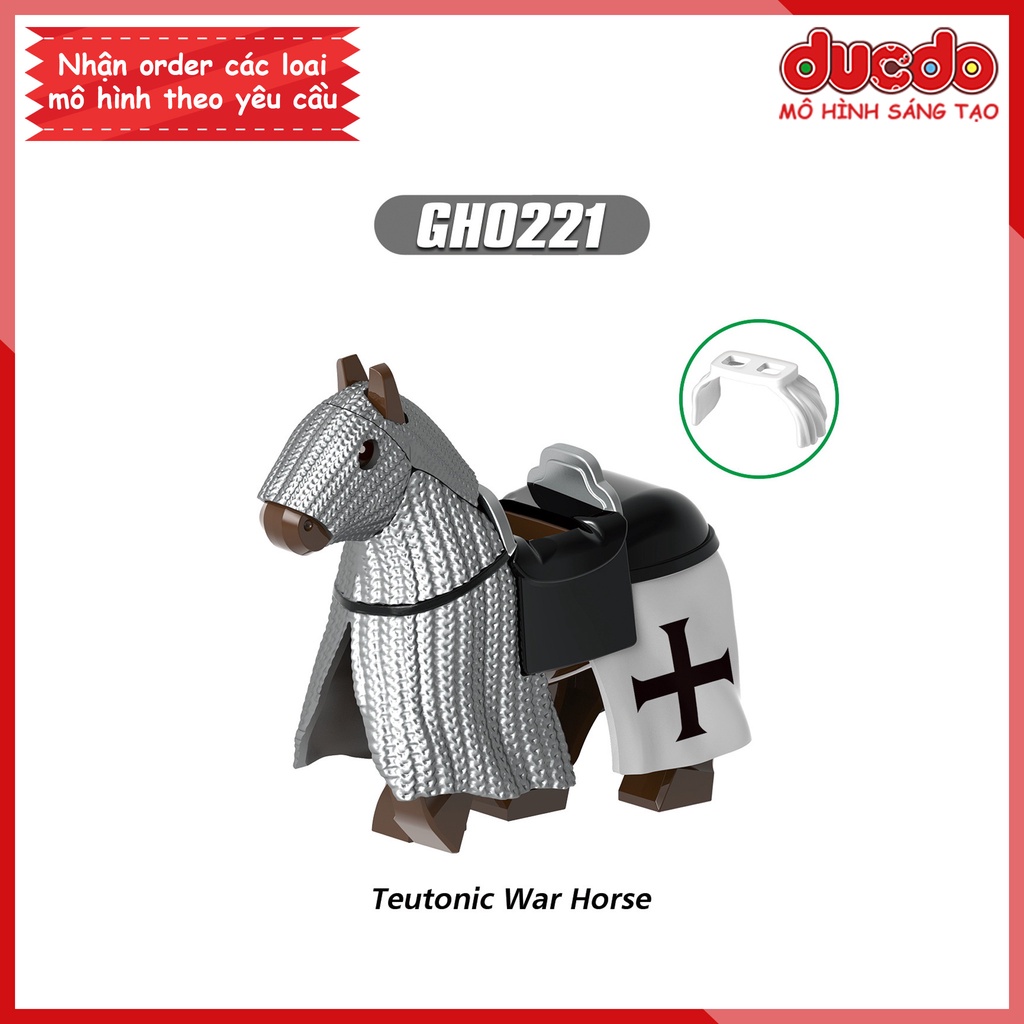 Minifigures Lính Trung Cổ Hiệp Sĩ Lính Thập Tự Chinh Cùng Chiến Mã - Đồ chơi Lắp ghép Xếp hình Mini Mô hình G0128