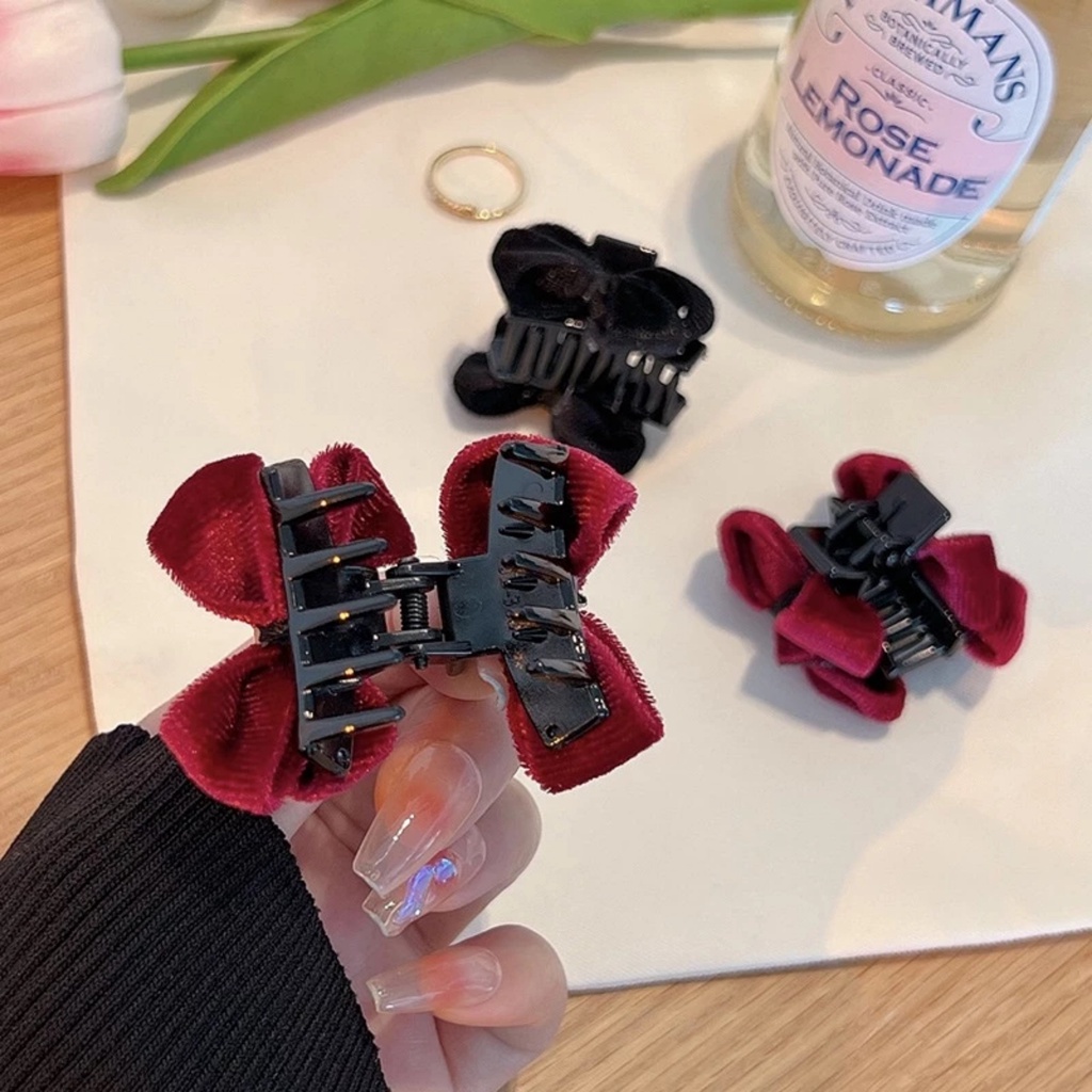 PVN61177 Kẹp Tóc Nơ Bằng Nhung Đen Thời Trang Thu Đông Dễ Thương Cho Nữ