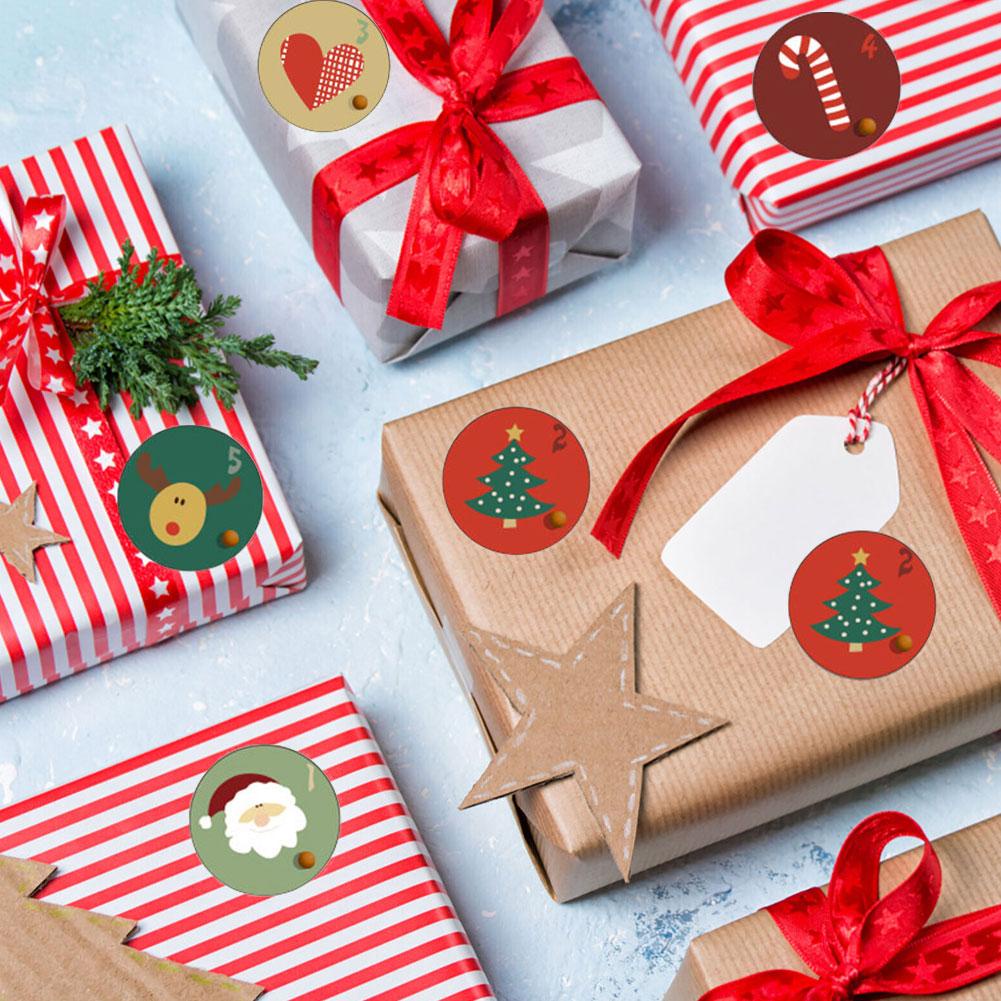 Bộ 24 Miếng Dán Hình Tròn Trang Trí Giáng Sinh e6y5
