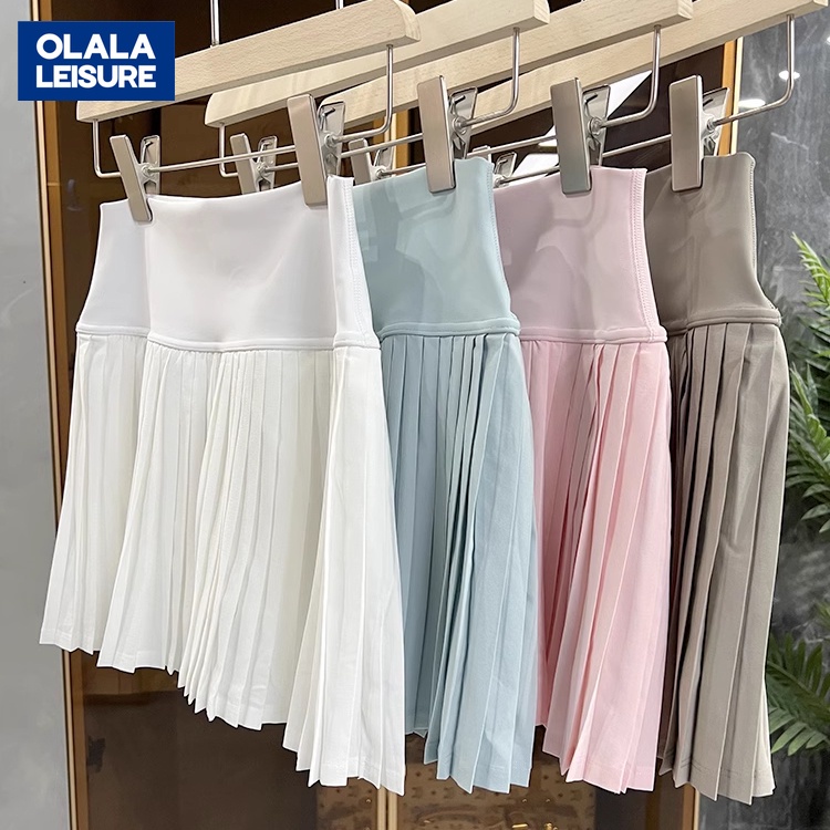 OLALA LEISURE Chân Váy Làm Mát Co Giãn Xếp Ly Hai Lớp Thời Trang