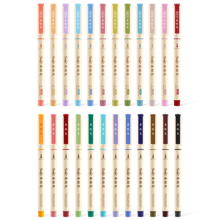 Bộ 12 Bút Brush Soft Viết Thư Pháp Calligraphy/Bullet Journal Ngòi Cao Cấp