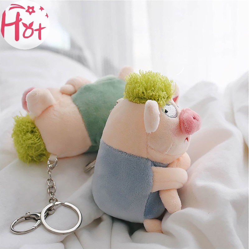 Jr Móc Khóa Hình Chú Heo Nhồi Bông Màu Xanh Lá Dễ Thương