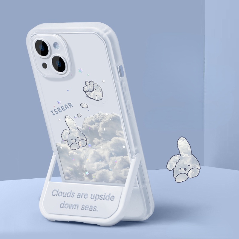 Ốp Điện Thoại Bảo Vệ Chống Rơi Có Giá Đỡ Hình Thỏ Và Đám Mây Cho apple 7 7 plus 8 8plus xs xr 11 12 13 14 pro plus promax
