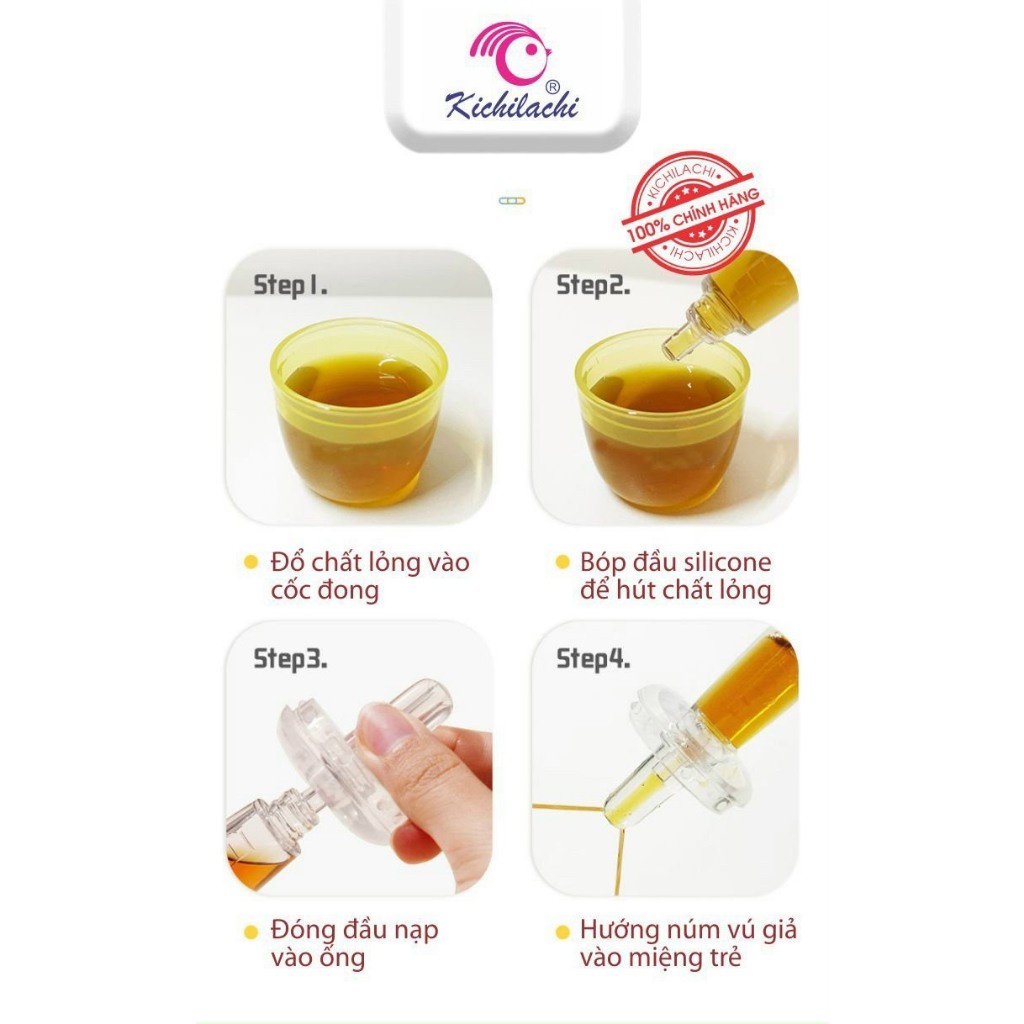 Dụng cụ uống thuốc silicon kichilachi hình hươu cho bé