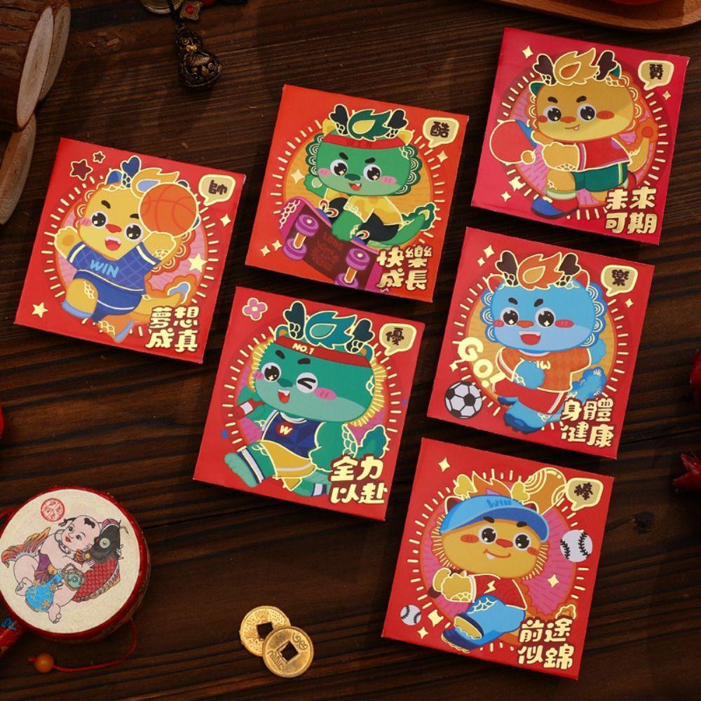 Bao Lì Xì Đỏ May Mắn Họa Tiết Rồng Năm Mới 2024