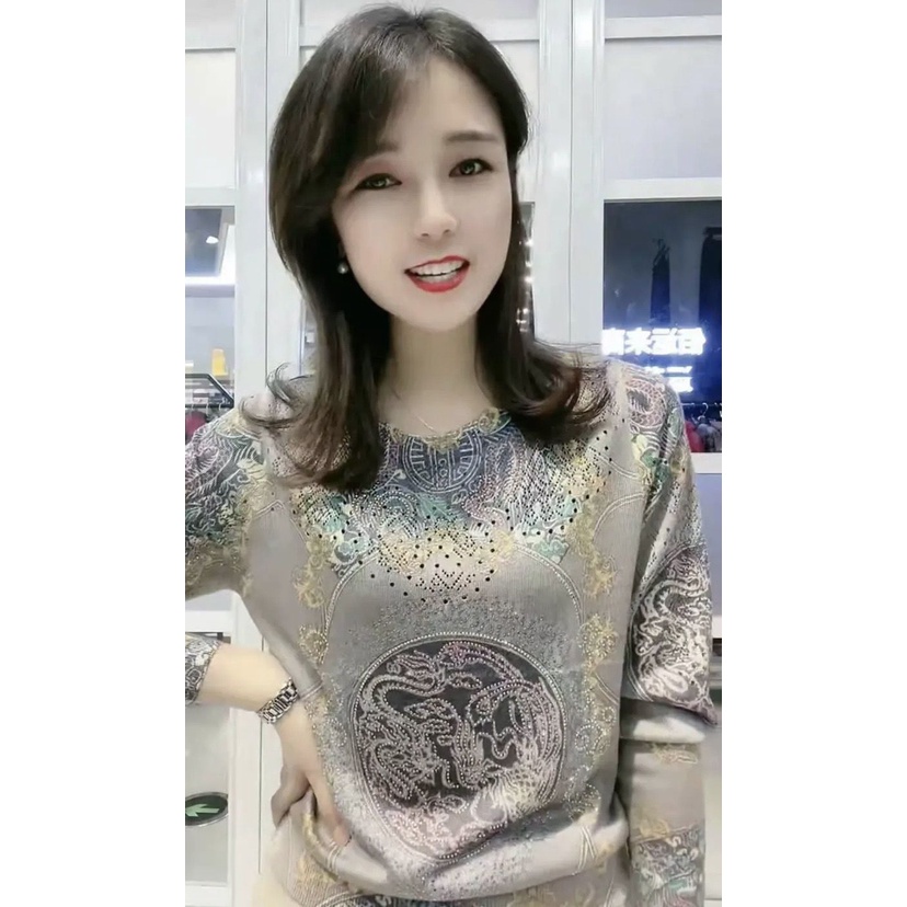 Áo Sơ Mi Tay Dài Dáng Rộng In Họa Tiết Thời Trang Mùa Thu Cho Phụ Nữ Trung Niên