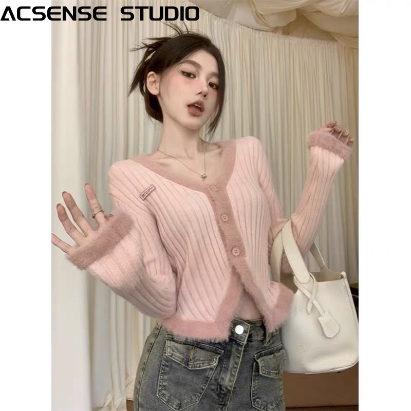 ACSENSE STUDIO Áo Len áo khoác cardigan phổ biến Dễ thương thời trang xu hướng WXF23A0AEK 42Z231016