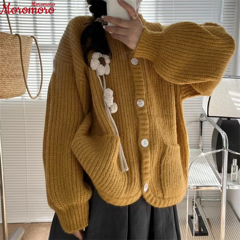 Moromoro Áo Len áo khoác cardigan Dễ thương Phong cách Hàn Phong Trendy WMY23A0CJK 42Z231017