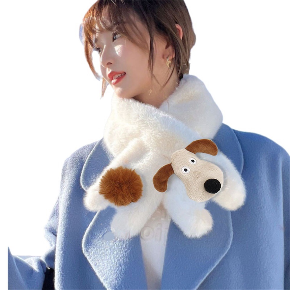 Dễ Thương Khăn Choàng Lông Xù Dày Dặn Ấm Áp Họa Tiết Gấu Hoạt Hình Đáng Yêu Kiểu Hàn Quốc