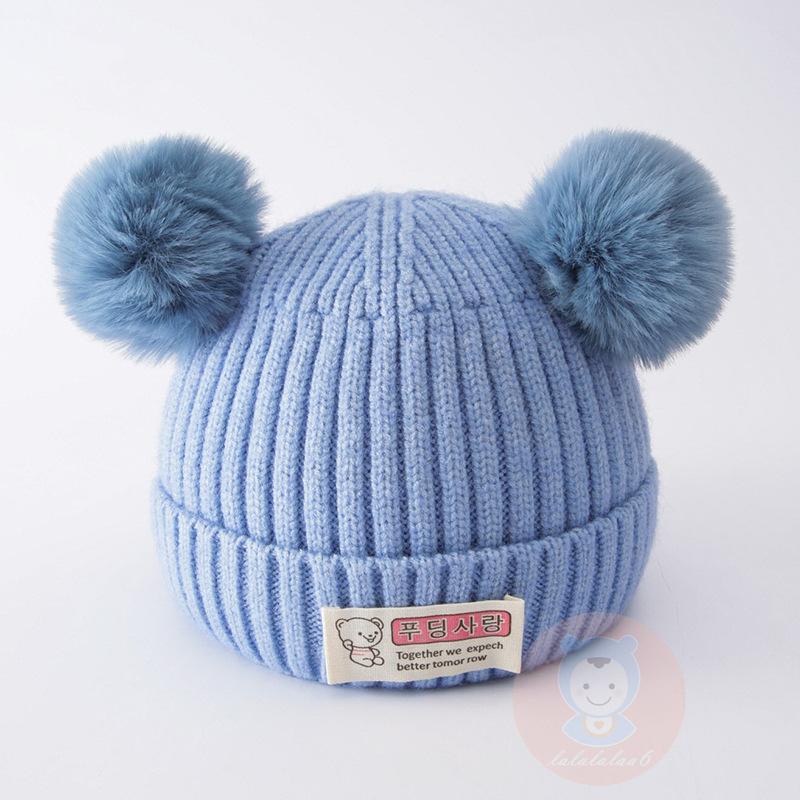 Laa6- Mũ Dệt Kim Ấm Áp Mùa Đông Họa Tiết Gấu Và Chữ Cái Cho Bé