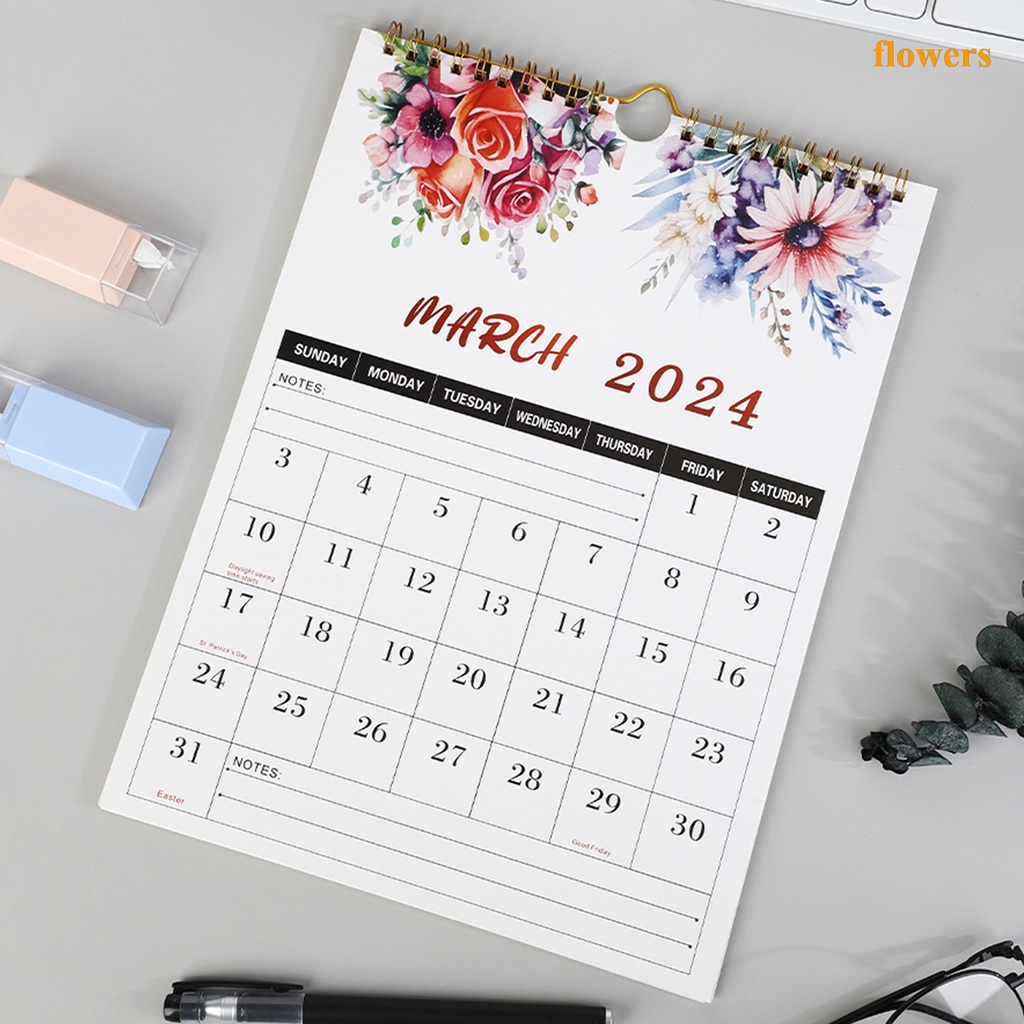 Lịch Treo Tường 2024 2023 Ngày Tháng Giêng 2024 12 "x 17", 2024 Dạng Khối Gỗ Sồi