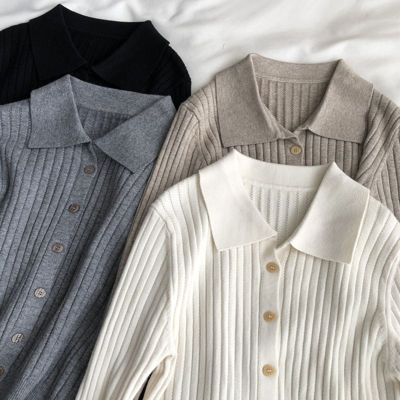 Áo cardigan Dệt Kim Màu Trơn Dáng Ôm Dài Một Hàng Nút Thời Trang Hàn Quốc Mới 2023