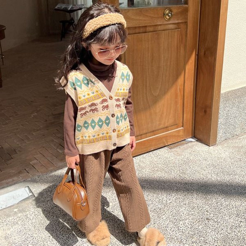 Quần Dài Vải Nhung Ống Rộng Thời Trang Thu Đông Cho Bé Gái