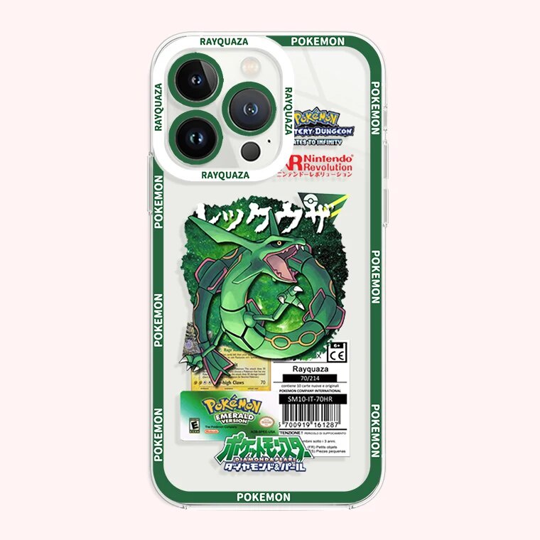 Ốp lưng iphone cạnh vuông Rayquaza Mega Anime Pokemon 8plus/x/xs/11/12/pro/max/plus/promax