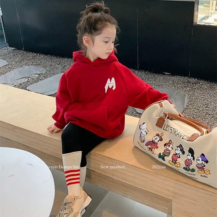 Cuhk Tong Áo Hoodie Bằng Vải Lông Màu Đỏ Cỡ Lớn Hợp Thời Trang Dành Cho Bé Gái