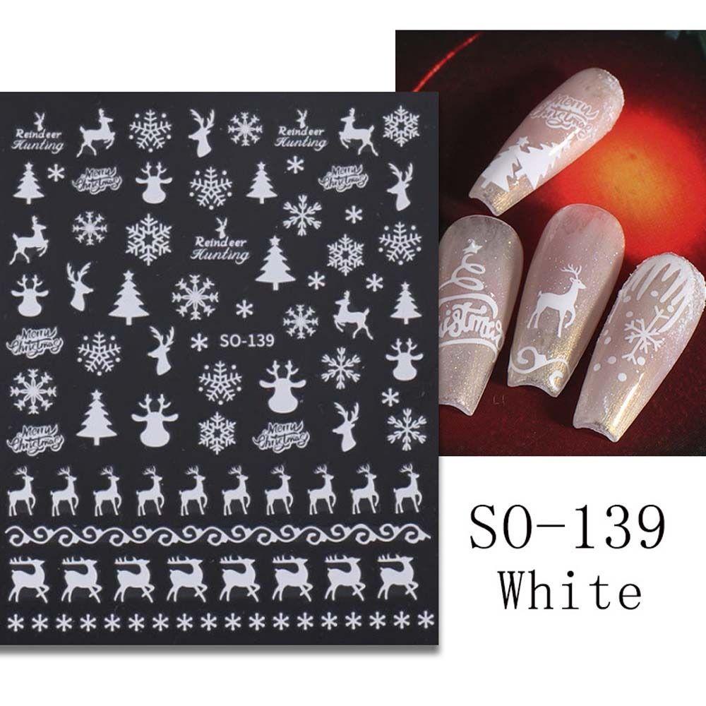 Fuhui Miếng Dán Trang Trí Móng Tay Hình Hoa Tuyết / Ông Già Noel / Người Tuyết Màu Trắng / Bạc Phong Cách Hàn Quốc