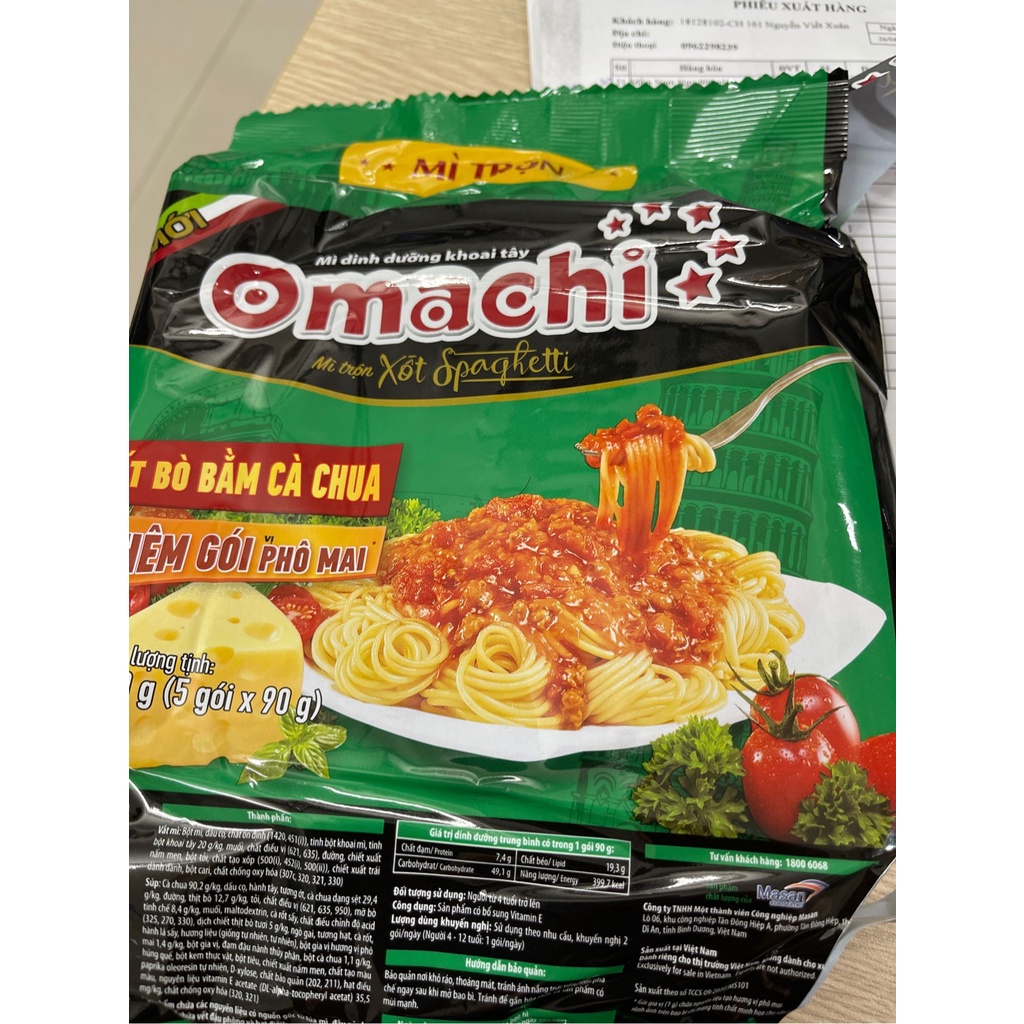 Combo 5 gói mì trộn Omachi xốt Spaghetti 90g Omachi spaghetti 5 gói 450g