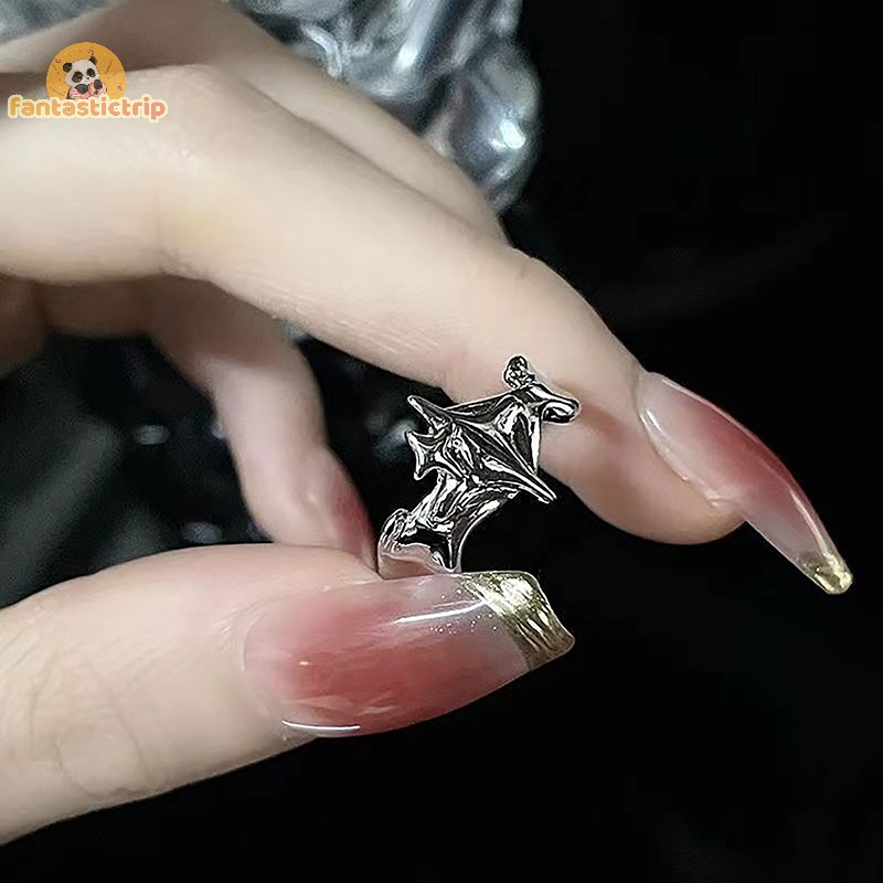 Nhẫn Hình Ngôi Sao Màu Bạc Thời Trang hip hop punk Cho Nữ