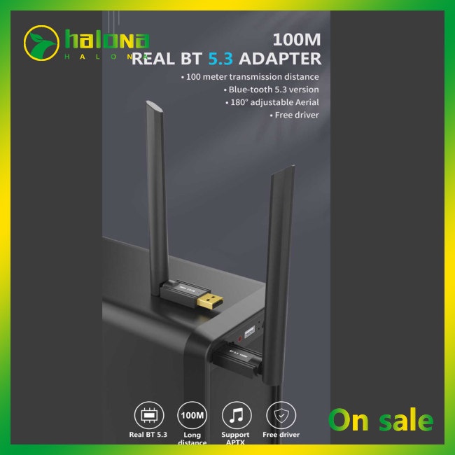 Halo Bộ Chuyển Đổi Âm Thanh Không Dây bluetooth 5.3 usb Phạm Vi 100m Cho pc / laptop