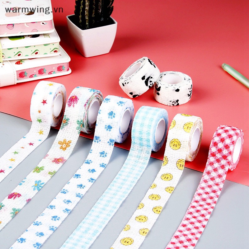 1 Cuộn Băng Quấn Ngón Tay Tự Dính Bằng Vải Không Dệt In Hình Cánh Thiên Thần Ấm Áp Co Giãn Dành Cho Học Sinh vn