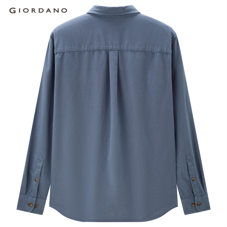 Áo sơ mi GIORDANO 01042869 cotton flannel dày tay dài thời trang cho nam