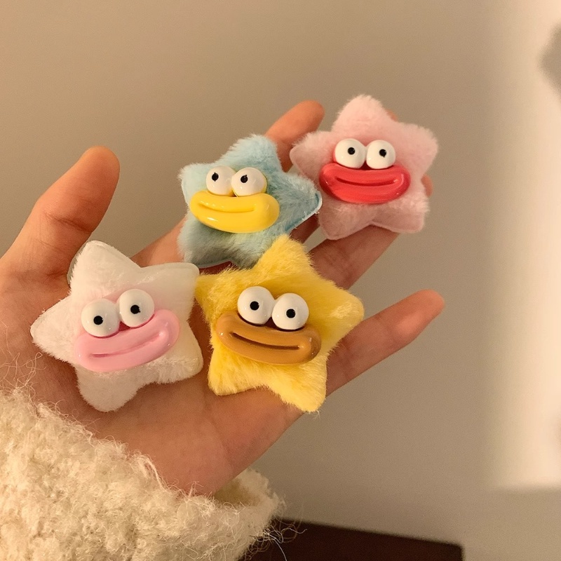 Kẹp Tóc Hình Ngôi Sao Mặt Cười Dễ Thương Vui Nhộn Phong Cách Hàn Quốc