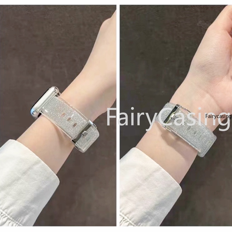 Mềm Dây Đeo Đồng Hồ Bằng silicone Lấp Lánh Cho apple watch ultra2 49mm 44mm 45mm 42mm 41mm 42mm 38mm iwatch serise 9 8 7 6 5 se 4 3