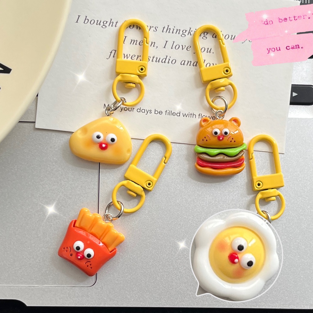 Dễ Thương Móc Khóa Đồ Chơi Hình Bánh Mì Trứng Phô Mai Ngộ Nghĩnh