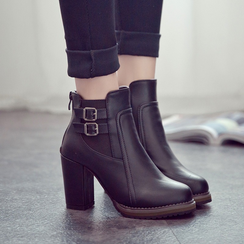 Giày Boot Cao Gót Phong Cách Hàn Quốc Cổ Điển Thiết Kế Mới Dành Cho Nữ