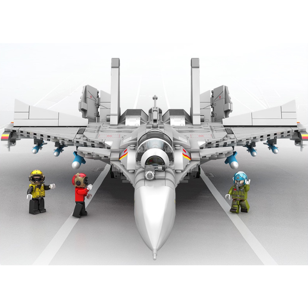 Bộ 1298 Mô Hình Máy Bay Chiến Đấu moc j15 Fly shark flanker-d Cho Bé Mới